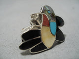Stunning Ella Gia Zuni Native American Hummingbird Turquoise Inlay Ring-Nativo Arts