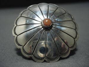 Stunning Vintage Native American Jewelry Navajo Coral Kee Joe Benally Sterling Silver Ring Old-Nativo Arts