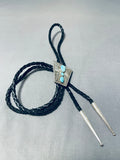 Stunning Vintage Native American Navajo 3 Blue Gem Turquoise Sterling Silver Bolo-Nativo Arts