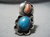 Stunning Vintage Native American Navajo Bisbee Turquoise Sterling Silver Ring Old-Nativo Arts