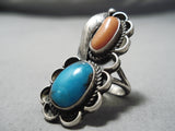 Stunning Vintage Native American Navajo Bisbee Turquoise Sterling Silver Ring Old-Nativo Arts