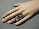 Stunning Vintage Native American Navajo Bisbee Turquoise Sterling Silver Ring Old-Nativo Arts