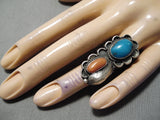 Stunning Vintage Native American Navajo Bisbee Turquoise Sterling Silver Ring Old-Nativo Arts