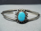 Stunning Vintage Native American Navajo Blue Gem Turquoise Sterling Silver Bracelet-Nativo Arts