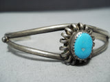 Stunning Vintage Native American Navajo Blue Gem Turquoise Sterling Silver Bracelet-Nativo Arts