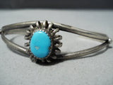 Stunning Vintage Native American Navajo Blue Gem Turquoise Sterling Silver Bracelet-Nativo Arts