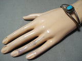Stunning Vintage Native American Navajo Blue Gem Turquoise Sterling Silver Bracelet-Nativo Arts
