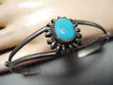 Stunning Vintage Native American Navajo Blue Gem Turquoise Sterling Silver Bracelet-Nativo Arts