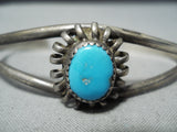 Stunning Vintage Native American Navajo Blue Gem Turquoise Sterling Silver Bracelet-Nativo Arts