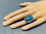 Stunning Vintage Native American Navajo Blue Gem Turquoise Sterling Silver Ring-Nativo Arts