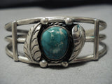 Stunning Vintage Native American Navajo Carico Lake Turquoise Sterling Silver Bracelet Old Cuff-Nativo Arts