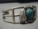 Stunning Vintage Native American Navajo Carico Lake Turquoise Sterling Silver Bracelet Old Cuff-Nativo Arts