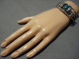 Stunning Vintage Native American Navajo Carico Lake Turquoise Sterling Silver Bracelet Old Cuff-Nativo Arts