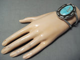 Stunning Vintage Native American Navajo Carico Lake Turquoise Sterling Silver Coil Bracelet Old-Nativo Arts