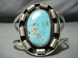 Stunning Vintage Native American Navajo Carico Lake Turquoise Sterling Silver Coil Bracelet Old-Nativo Arts