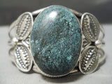 Stunning Vintage Native American Navajo Domed Spiderweb Turquoise Sterling Silver Bracelet-Nativo Arts