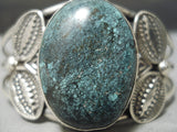 Stunning Vintage Native American Navajo Domed Spiderweb Turquoise Sterling Silver Bracelet-Nativo Arts