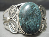 Stunning Vintage Native American Navajo Domed Spiderweb Turquoise Sterling Silver Bracelet-Nativo Arts