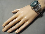 Stunning Vintage Native American Navajo Domed Spiderweb Turquoise Sterling Silver Bracelet-Nativo Arts