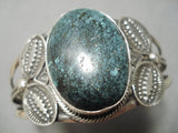 Stunning Vintage Native American Navajo Domed Spiderweb Turquoise Sterling Silver Bracelet-Nativo Arts
