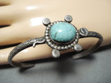 Stunning Vintage Native American Navajo Green Turquoise Sterling Silver Turtle Bracelet-Nativo Arts