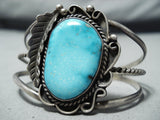 Stunning Vintage Native American Navajo Kingman Turquoise Sterling Silver Bracelet Old-Nativo Arts