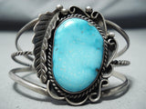 Stunning Vintage Native American Navajo Kingman Turquoise Sterling Silver Bracelet Old-Nativo Arts