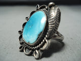 Stunning Vintage Native American Navajo Kingman Turquoise Sterling Silver Ring-Nativo Arts