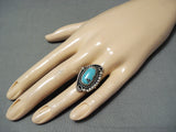 Stunning Vintage Native American Navajo Old Kingman Turquoise Sterling Sivler Ring-Nativo Arts