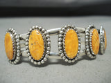 Stunning Vintage Native American Navajo Orange Shell Sterling Silver Bracelet-Nativo Arts