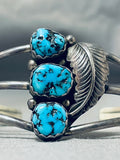 Stunning Vintage Native American Zuni 3 Sleeping Beauty Turquoise Sterling Silver Bracelet-Nativo Arts