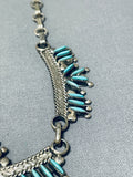 Stunning Vintage Native American Zuni Blue Gem Turquoise Sterling Silver Necklace-Nativo Arts