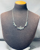 Stunning Vintage Native American Zuni Blue Gem Turquoise Sterling Silver Necklace-Nativo Arts