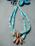 Stunning Vintage Navajo Old Kingman Turquoise Necklace Jacla Native American-Nativo Arts