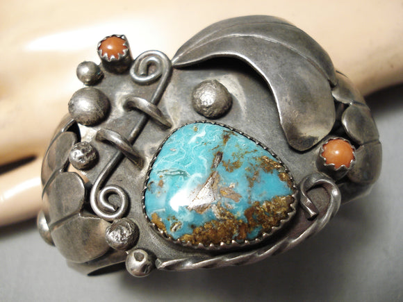 Super Heavy Vintage Native American Navajo Royston Turquoise Sterling Silver Bracelet- 103 Grams-Nativo Arts