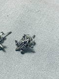 Super Intricate Native American Navajo Sterling Silver Southwestern Toad Earrings-Nativo Arts