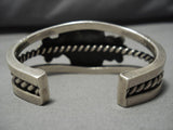 Superaltive Vintage Native American Navajo Carico Lake Turquoise Sterling Silver Bracelet Old-Nativo Arts