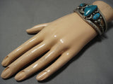 Superaltive Vintage Native American Navajo Carico Lake Turquoise Sterling Silver Bracelet Old-Nativo Arts