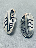 Superb Native American Hopi Sterling Silver Earrings-Nativo Arts
