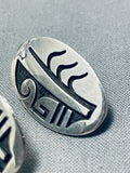 Superb Native American Hopi Sterling Silver Earrings-Nativo Arts