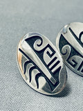 Superb Native American Hopi Sterling Silver Earrings-Nativo Arts