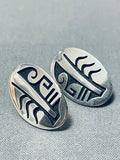 Superb Native American Hopi Sterling Silver Earrings-Nativo Arts