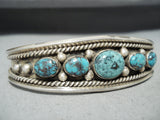 Superb Vintage Native American Navajo Bisbee Lone Mountain Turquoise Sterling Silver Bracelet-Nativo Arts