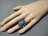 Superb Vintage Native American Navajo Kingman Turquoise Sterling Silver Ring-Nativo Arts