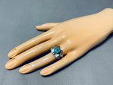 Superb Vintage Native American Navajo Morenci Turquoise Sterling Silver Ring-Nativo Arts