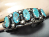 Superb Vintage Native American Navajo Pilot Mountain Turquoise Sterling Silver Bracelet Old-Nativo Arts