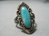 Superb Vintage Native American Navajo Royston Turquoise Sterling Silver Ring Old-Nativo Arts