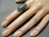 Superb Vintage Native American Navajo Royston Turquoise Sterling Silver Ring Old-Nativo Arts