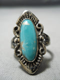 Superb Vintage Native American Navajo Royston Turquoise Sterling Silver Ring Old-Nativo Arts