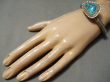 Superb Vintage Navajo Blue Turquoise Sterling Silver Native American Bracelet-Nativo Arts